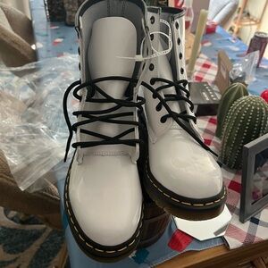 Dr. Martens White Combat Boots with Black Laces